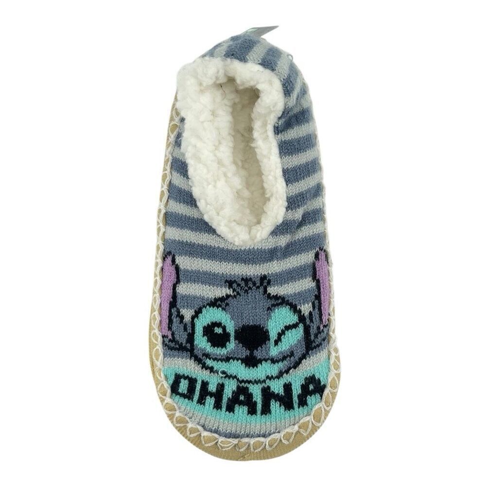 Disney Stitch Ohana Fuzzy Babba Faux Fur Slipper Socks Women 5.5–7.5 NWT